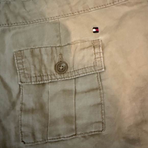 Tommy Hilfiger Linen Khaki Cargo Shorts - Picture 1 of 4